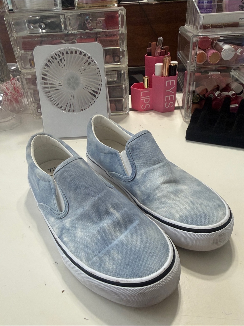 No Boundaries Light Blue Tie-Dye Slip-On Sneakers